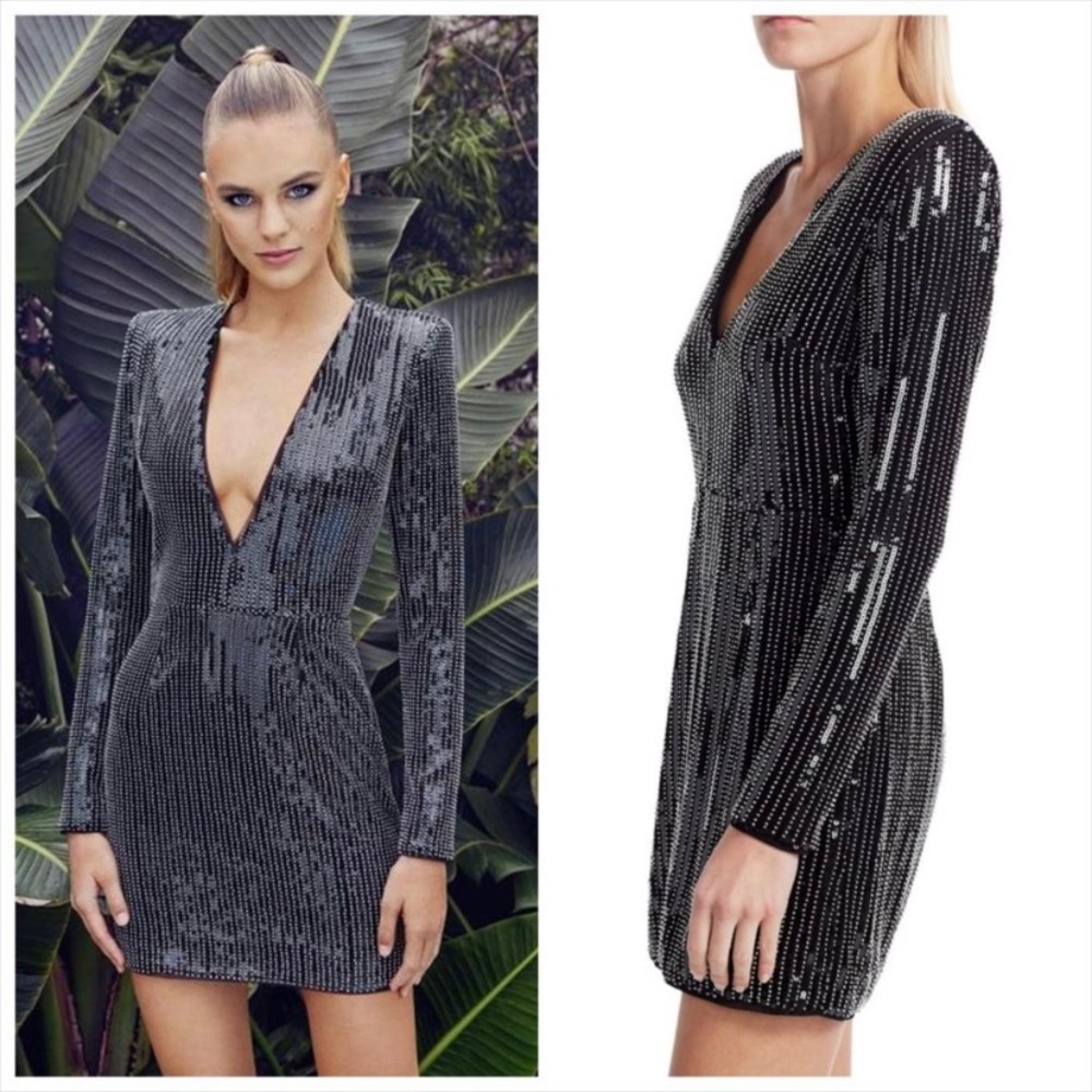 Haney V neck beaded dress